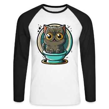 Pris en flagrant délit - T-shirt baseball manches longues Homme - blanc/noir - Devant - Nik (191cm)