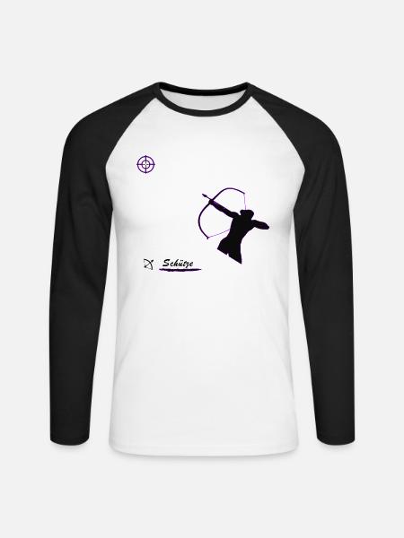 Schütze - Unisex Baseballshirt langarm - Weiß/Schwarz