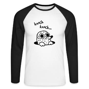 Mole funny glasses knock who's there - Unisex Long Sleeve Baseball T-Shirt - white/black - Front - Nik (191cm)