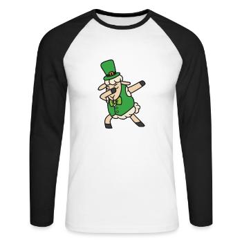 Schaf Dab Dabbing Tanz Hip Hop St Patricks Day - Unisex Baseballshirt langarm - Weiß/Schwarz - Vorne - Nik (191cm)
