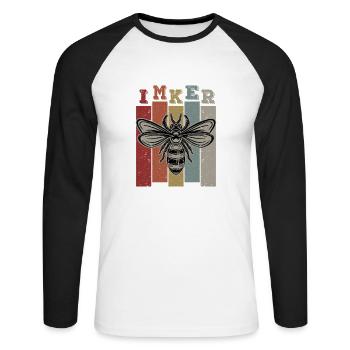 Imker - Unisex Baseballshirt langarm - Weiß/Schwarz - Vorne - Nik (191cm)