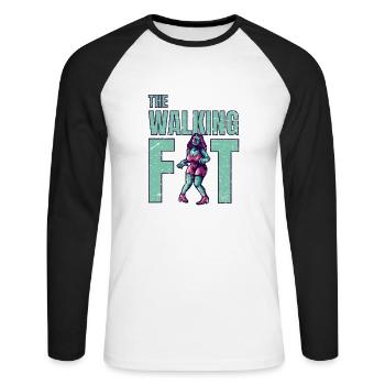 The Walking Fat Thick Zombie Woman - Unisex Long Sleeve Baseball T-Shirt - white/black - Front - Nik (191cm)