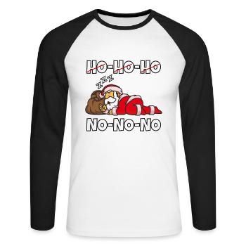 Père Noël paresseux - T-shirt baseball manches longues Homme - blanc/noir - Devant - Nik (191cm)