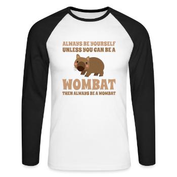mignon wombat australie fan voyage vacances dire - T-shirt baseball manches longues Homme - blanc/noir - Devant - Nik (191cm)
