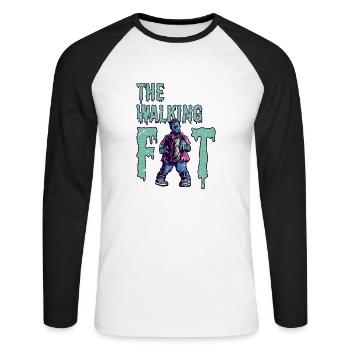 Dicker Zombie - Unisex Baseballshirt langarm - Weiß/Schwarz - Vorne - Nik (191cm)