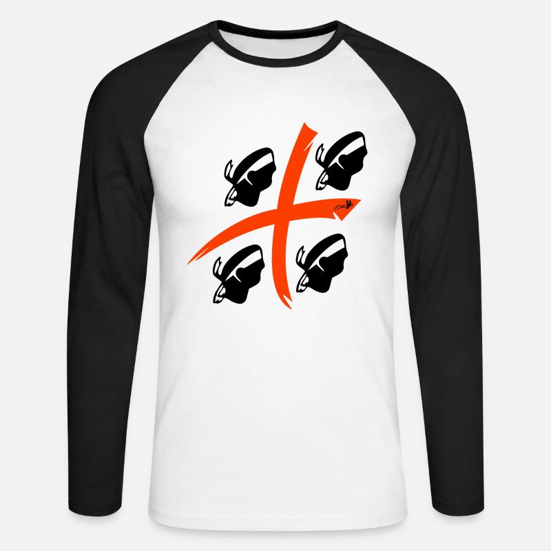 4 Mori Style - Maglia da baseball a manica lunga da uomo - bianco/nero