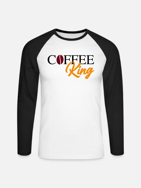 Coffee King mit Bohne - Unisex Baseballshirt langarm - Weiß/Schwarz