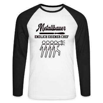 Metallbauer Chef werden Selbstständig machen Firma - Unisex Baseballshirt langarm - Weiß/Schwarz - Vorne - Nik (191cm)