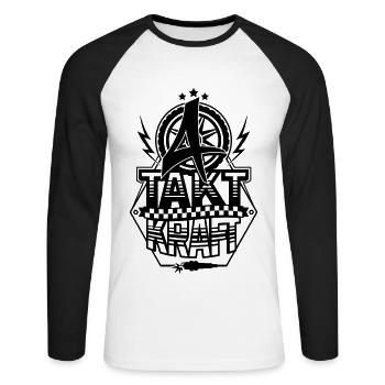 4-Takt-Kraft / Viertaktkraft - Unisex Baseballshirt langarm - Weiß/Schwarz - Vorne - Nik (191cm)