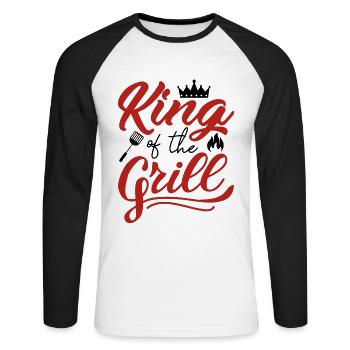 King Of The Grill - Unisex Long Sleeve Baseball T-Shirt - white/black - Front - Nik (191cm)