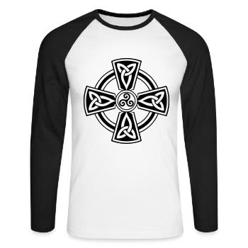 Croix Celtique - T-shirt baseball manches longues Homme - blanc/noir - Devant - Nik (191cm)