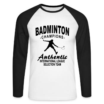 Badminton - Badminton player - Unisex Long Sleeve Baseball T-Shirt - white/black - Front - Nik (191cm)