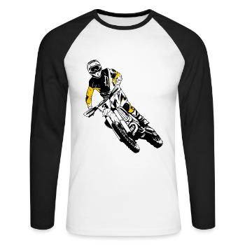 Supercross - Moto Cross - Motocross - T-shirt baseball manches longues Homme - blanc/noir - Devant - Nik (191cm)