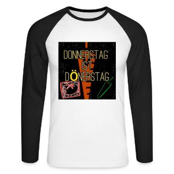 Donnerstag ist... - Shop WoW - Unisex Baseballshirt langarm - Weiß/Schwarz - Vorne - Nik (191cm)
