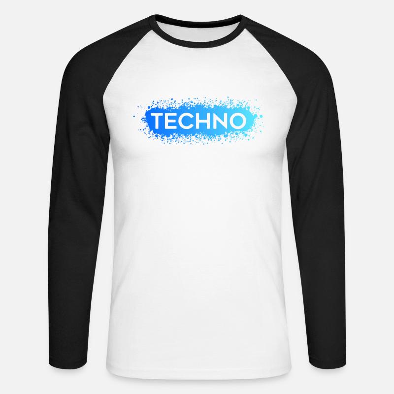 Techno Techno Blue Splat - Unisex Baseballshirt langarm - Weiß/Schwarz