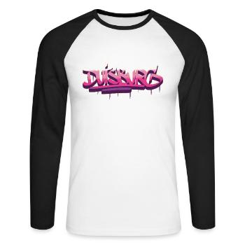 Duisburg Graffiti Shirt Style streetart urban cult - Unisex Baseballshirt langarm - Weiß/Schwarz - Vorne - Nik (191cm)