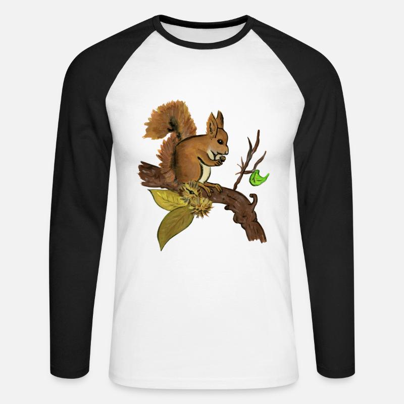 Herbst Eichhörnchen - Herbst Eichhörnchen Eichhörnchen - Unisex Baseballshirt langarm - Weiß/Schwarz