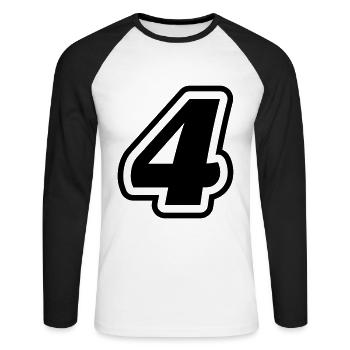 Symbole à 4 chiffres - T-shirt baseball manches longues Homme - blanc/noir - Devant - Nik (191cm)