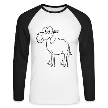 Kamel Comic - Unisex Baseballshirt langarm - Weiß/Schwarz - Vorne - Nik (191cm)