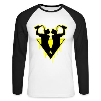 Drinker Team Bottle - Unisex Long Sleeve Baseball T-Shirt - white/black - Front - Nik (191cm)