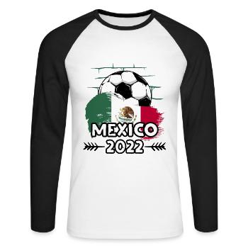 Mexique Mexique 2022 Football - T-shirt baseball manches longues Homme - blanc/noir - Devant - Nik (191cm)