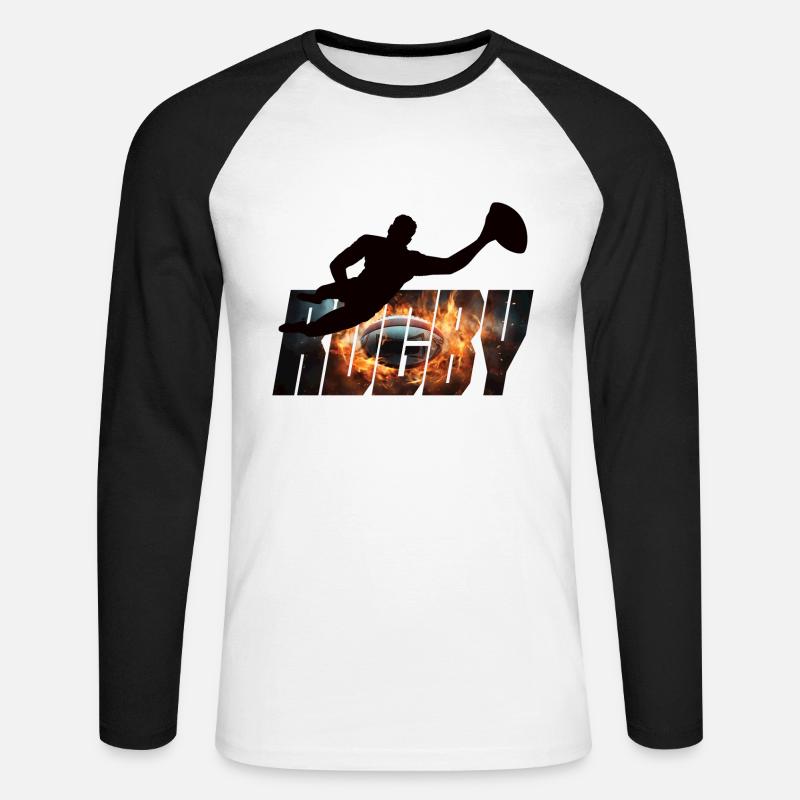 Rugby - Unisex Long Sleeve Baseball T-Shirt - white/black