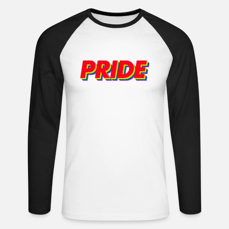 Pride 3D Regenbogenfarben - Unisex Baseballshirt langarm - Weiß/Schwarz