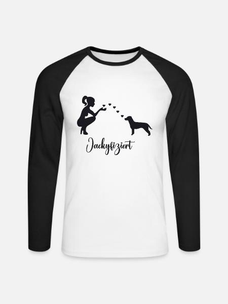 Jack Russell Terrier mit Frau - Unisex Baseballshirt langarm - Weiß/Schwarz