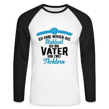 Gift for father two daughters - Unisex Long Sleeve Baseball T-Shirt - white/black - Front - Nik (191cm)