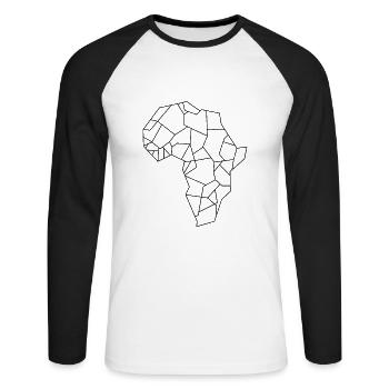 Africa Contour - Unisex Long Sleeve Baseball T-Shirt - white/black - Front - Nik (191cm)