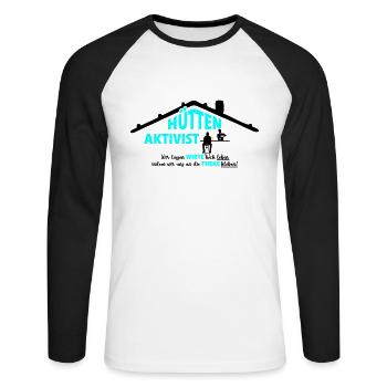 Hüttenaktivist - Wirte Theke - Unisex Baseballshirt langarm - Weiß/Schwarz - Vorne - Nik (191cm)