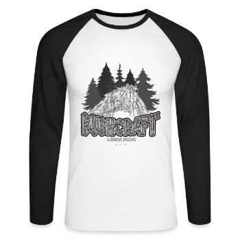 Abri extérieur de survie Bushcraft Adventure - T-shirt baseball manches longues Homme - blanc/noir - Devant - Nik (191cm)