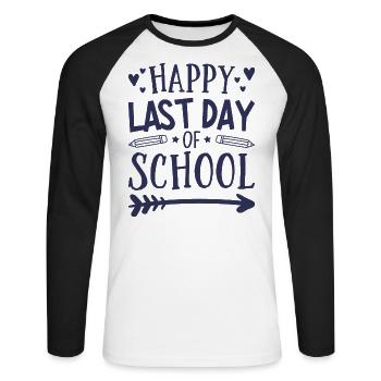 Dernier jour d’école - T-shirt baseball manches longues Homme - blanc/noir - Devant - Nik (191cm)