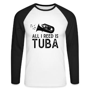 Tuba Tuba Brass Instrument Music Brass Band - Unisex Long Sleeve Baseball T-Shirt - white/black - Front - Nik (191cm)
