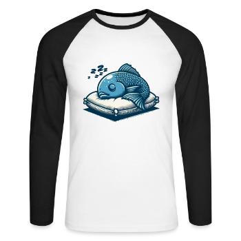 Poisson Dormir Drôles D’animaux - T-shirt baseball manches longues Homme - blanc/noir - Devant - Nik (191cm)
