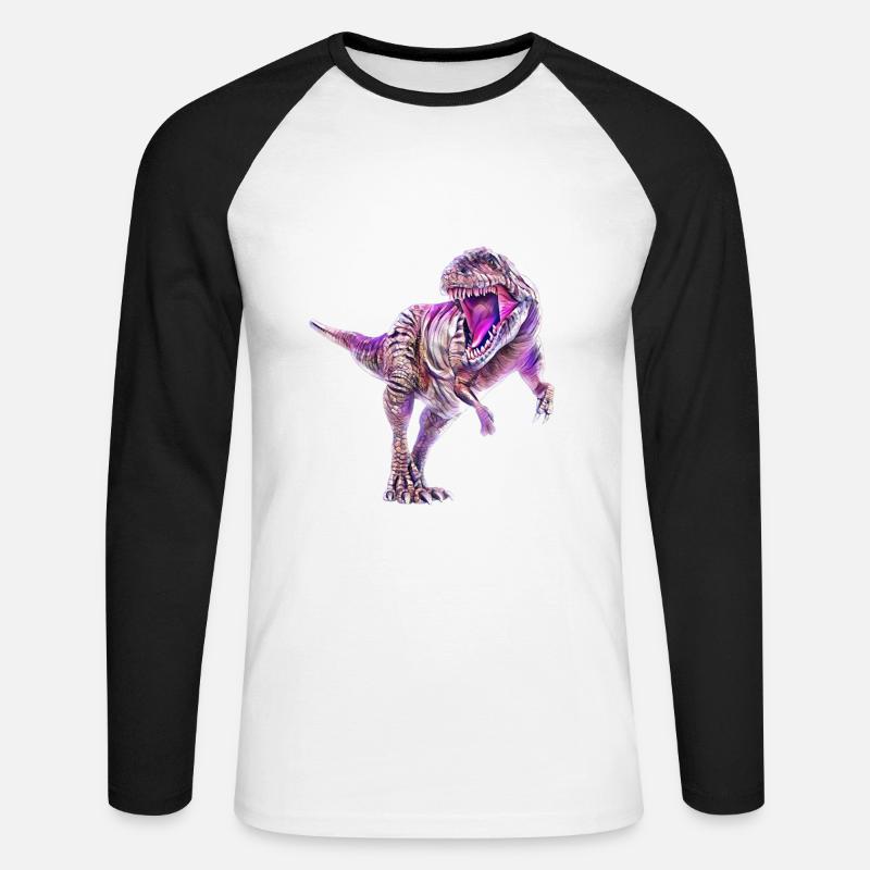 T-Rex - Unisex Long Sleeve Baseball T-Shirt - white/black