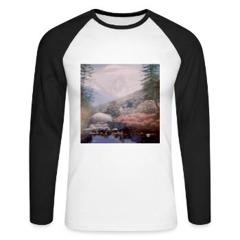 Paysage romantique lac des alpes neige en montagne - T-shirt baseball manches longues Homme - blanc/noir - Devant - Nik (191cm)