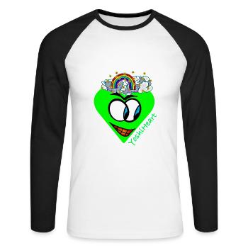 YoshiHeart - Edition 1 - Heart green - Unisex Long Sleeve Baseball T-Shirt - white/black - Front - Nik (191cm)