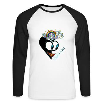YoshiHeart - Edition 1 - Heart black and white - Unisex Long Sleeve Baseball T-Shirt - white/black - Front - Nik (191cm)