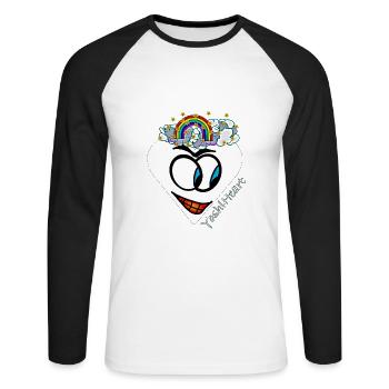 YoshiHeart - Edition 1 - Heart white - Unisex Long Sleeve Baseball T-Shirt - white/black - Front - Nik (191cm)