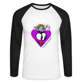 YoshiHeart - Edition 1 - Heart purple - Unisex Long Sleeve Baseball T-Shirt - white/black - Front - Nik (191cm)