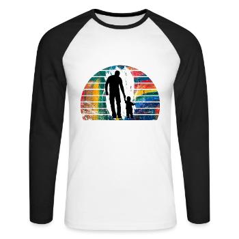 Père et fille - T-shirt baseball manches longues Homme - blanc/noir - Devant - Nik (191cm)
