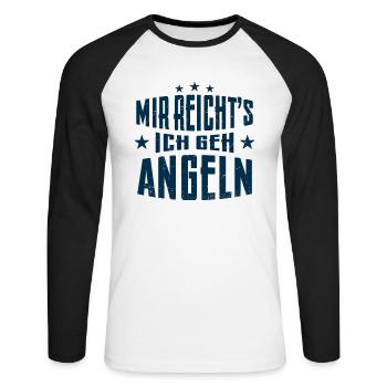 Angler Fischer angeln Sportangler Anglersprüche . - Unisex Baseballshirt langarm - Weiß/Schwarz - Vorne - Nik (191cm)