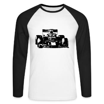 Voiture de course - T-shirt baseball manches longues Homme - blanc/noir - Devant - Nik (191cm)
