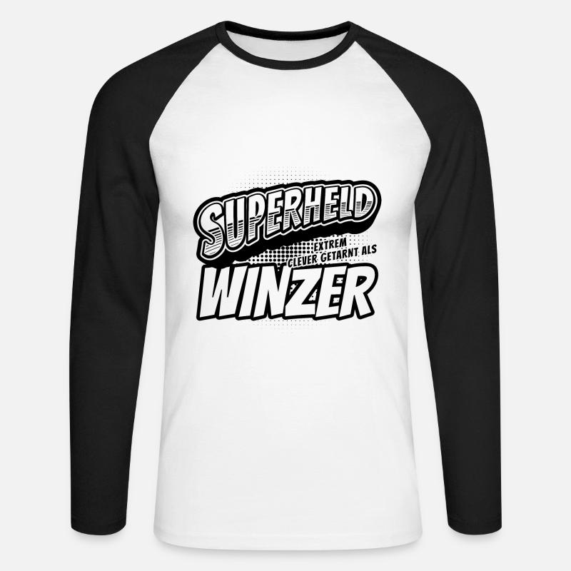 Superheld, clever getarnt als Winzer - Unisex Baseballshirt langarm - Weiß/Schwarz