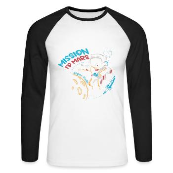 Brave Space Astronaut Bear Graphic - Unisex Long Sleeve Baseball T-Shirt - white/black - Front - Nik (191cm)