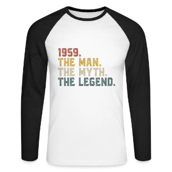 1959 Légende du mythe de l’homme - T-shirt baseball manches longues Homme - blanc/noir - Devant - Nik (191cm)