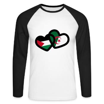 Algerien & Palästina - Unisex Baseballshirt langarm - Weiß/Schwarz - Vorne - Nik (191cm)