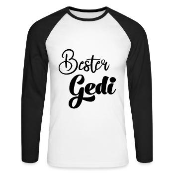 Bester Gedi sein Patenonkel fragen Taufe - Unisex Baseballshirt langarm - Weiß/Schwarz - Vorne - Nik (191cm)