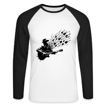 Guitar Music Acoustic Graffiti Sheet Music Song Musicians - Unisex Long Sleeve Baseball T-Shirt - white/black - Front - Nik (191cm)
